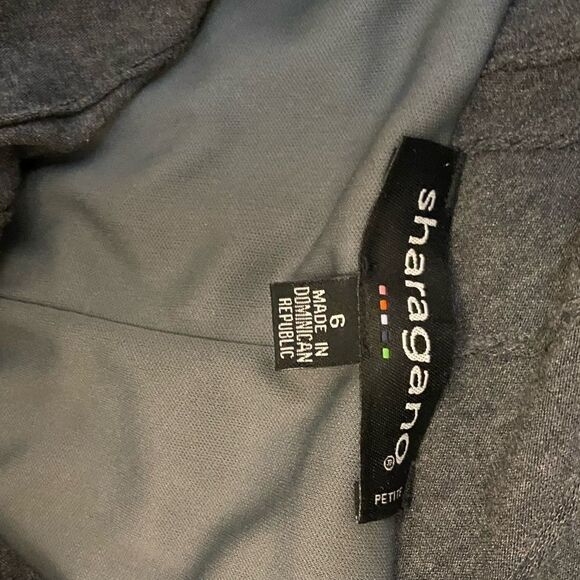 SHARGANO Grey Cowl Neck Fitted Stretch 3/4 Sleeve Knee Length Dress 6 - Picture 9 of 9